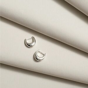 NWT Madewell Demi-Fine Puffy Hoop Earrings - Sterling Sliver - NP989